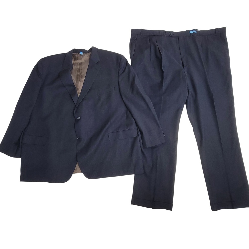 Jack Victor Navy Stripe Two Button Wool Suit 2 Piece 54R jacket 50R pant Canada